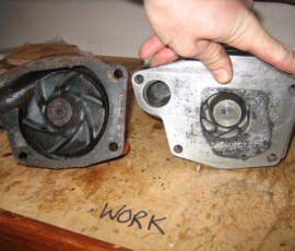 showing how plate fits between pump and engine