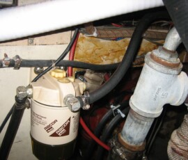 Old fittings are visible on right of frame